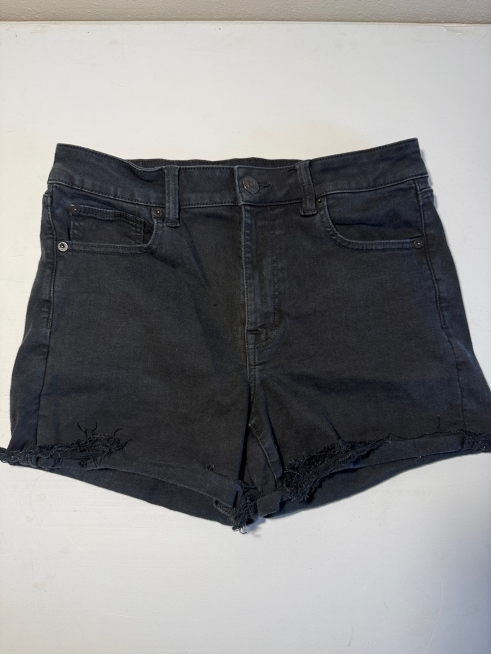Women’s Black Distressed Denim Shorts - Classic High-Rise Style